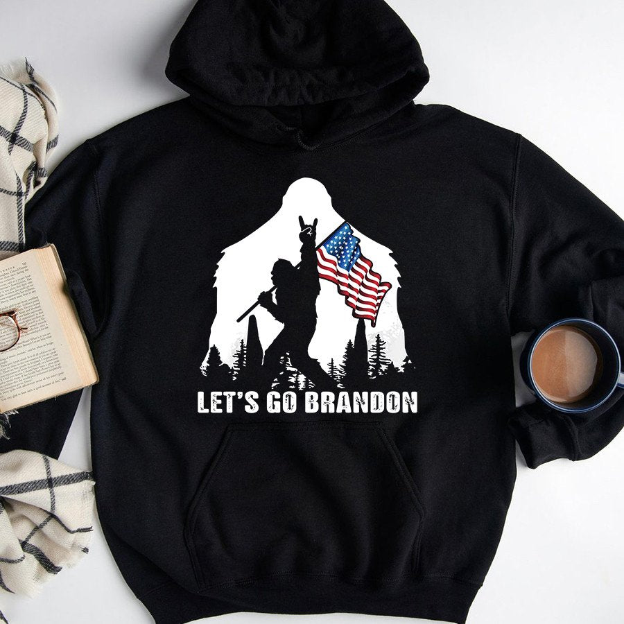 Let&#39;s Go Brandon Shirt, Bigfoot T Shirts Funny, Big Foot Shirt Lovers Unisex Cotton T Shirt