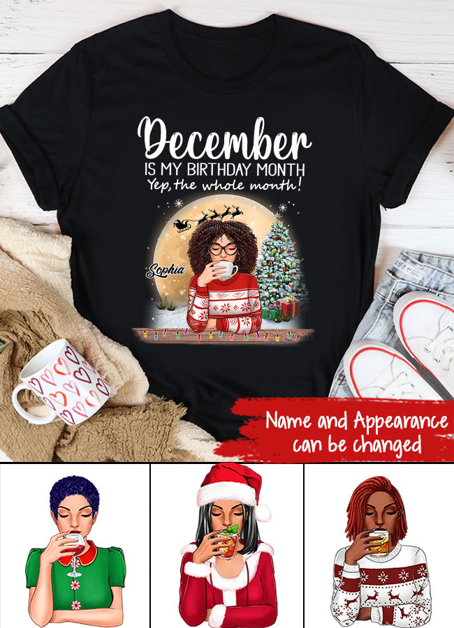 Custom December Birthday Shirt For Woman, Queens Are Born In December Gifts, Melanin Afro Woman Shirt, Black Girl Tee, Afro Queen Gift