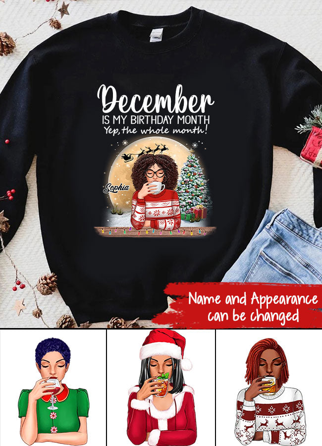 Custom December Birthday Shirt For Woman, Queens Are Born In December Gifts, Melanin Afro Woman Shirt, Black Girl Tee, Afro Queen Gift
