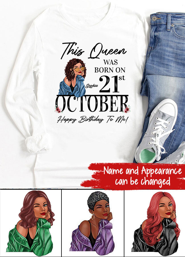 Custom October Birthday Shirt For Woman, Queens are Born In October Gifts, Melanin Afro Woman Shirt, Black Girl Tee, Afro Queen Gift