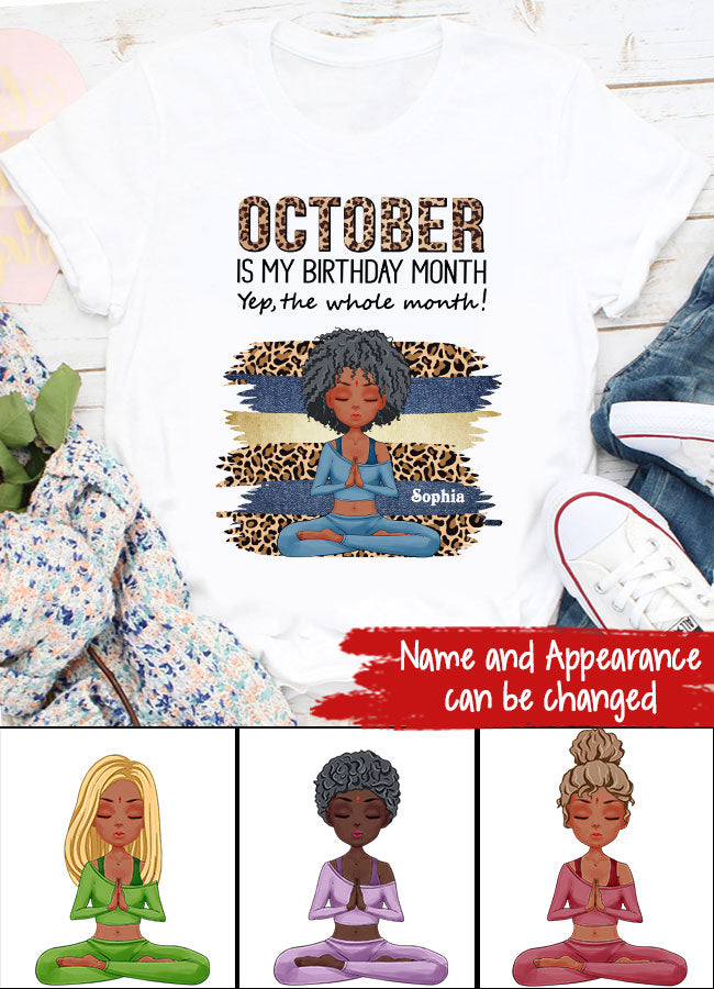 October Birthday Shirt, Custom Birthday Shirt, Queens are Born In October, October Birthday Shirts For Woman, October Birthday Gifts, Birthday Gifts For Yoga Lovers
