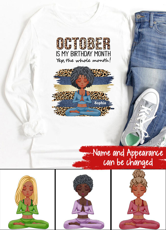 October Birthday Shirt, Custom Birthday Shirt, Queens are Born In October, October Birthday Shirts For Woman, October Birthday Gifts, Birthday Gifts For Yoga Lovers