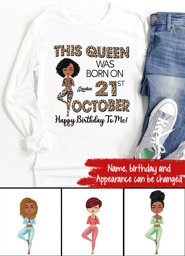 October Birthday Shirt, Custom Birthday Shirt, Queens are Born In October, October Birthday Shirts For Woman, October Birthday Gifts, Birthday Gifts For Yoga Lovers