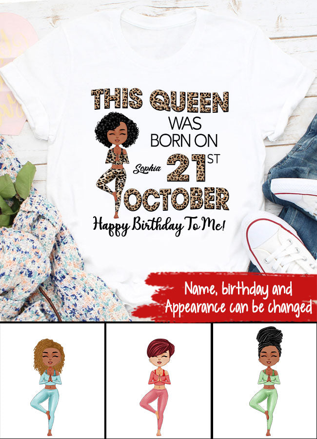 October Birthday Shirt, Custom Birthday Shirt, Queens are Born In October, October Birthday Shirts For Woman, October Birthday Gifts, Birthday Gifts For Yoga Lovers