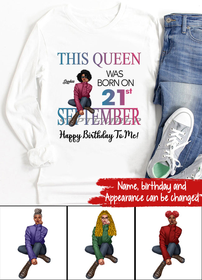 September Birthday Shirt, Custom Birthday Shirt, Queens are Born In September, September Birthday Shirts For Woman, September Birthday Gifts, Melanin Afro Woman Shirt, Black Girl Tee, Afro Queen Black Pride Gift