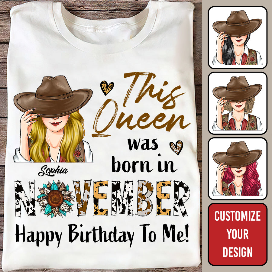 October Birthday Shirt, Custom Birthday Shirt, Queens are Born In October, October Birthday Shirts For Woman, October Birthday Gifts CowGirl