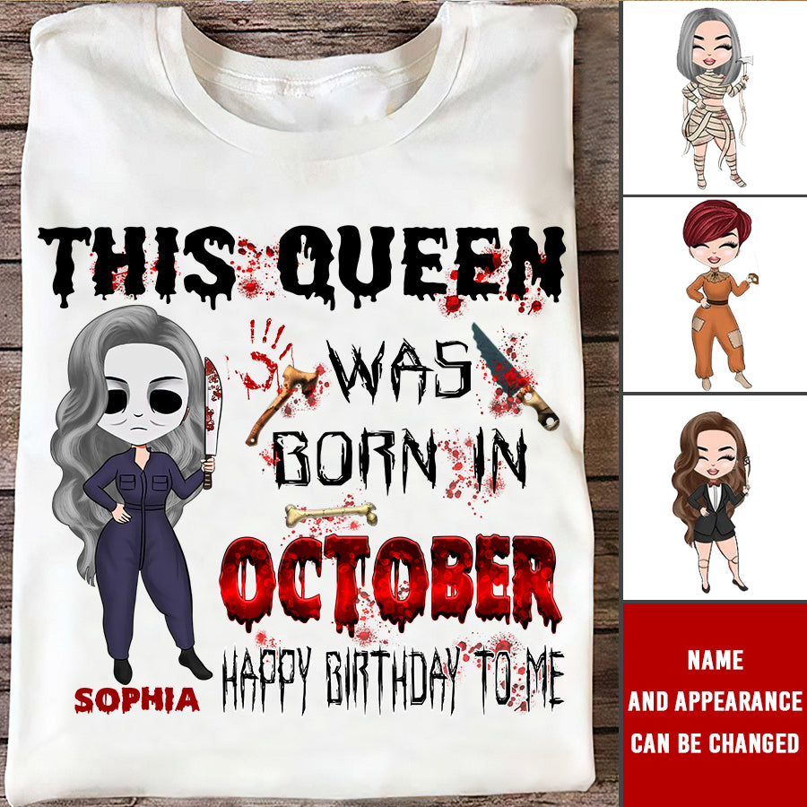 October Birthday Shirt, Custom Birthday Shirt, Queens are Born In October, October Birthday Shirts For Woman, October Birthday Gifts, Personalized Halloween, custom halloween shirts, personalized halloween gifts