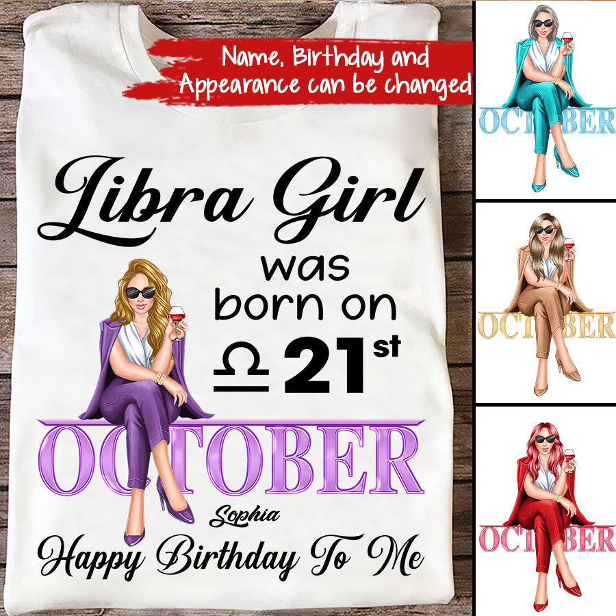 Custom Birthday Shirt, Libra Zodiac t shirt, Libra Birthday shirt, Libra t shirts for ladies, Libra Queen Birthday shirt