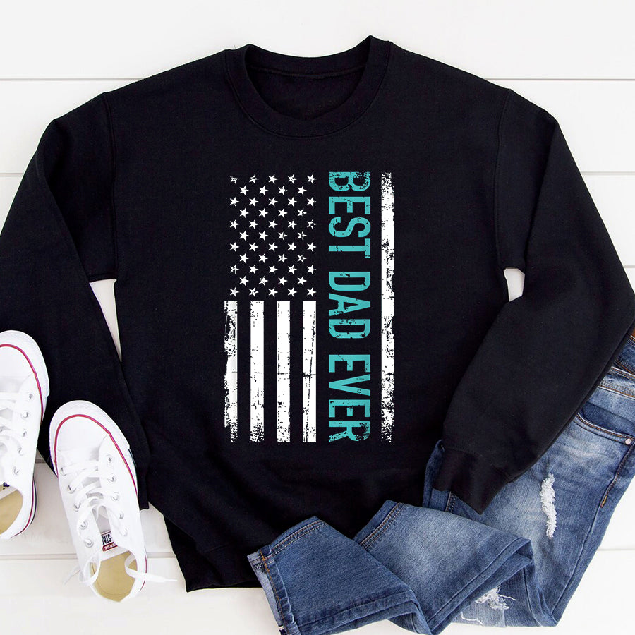 Father&#39;s Day Shirt Father&#39;s day Best dad ever with US american flag T-Shirt