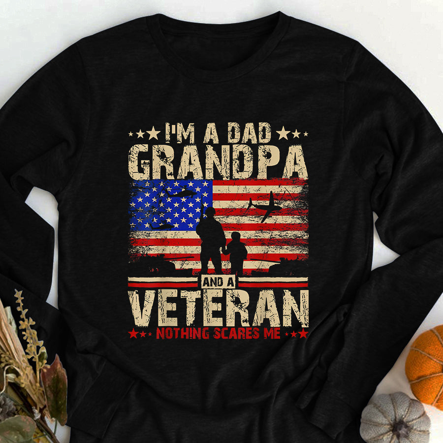 Father&#39;s Day Shirt American Flag Veterans Day I&#39;m a Dad Grandpa and a Veteran T-Shirt