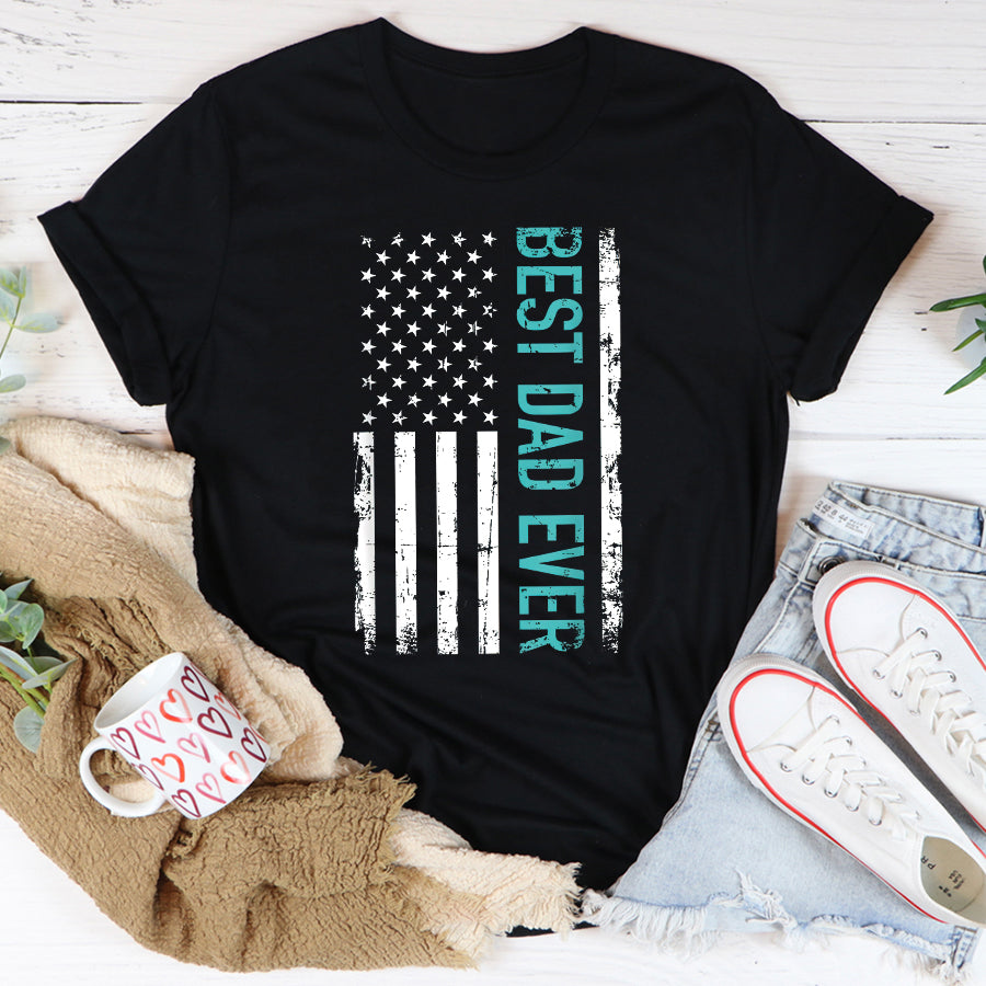 Father&#39;s Day Shirt Father&#39;s day Best dad ever with US american flag T-Shirt