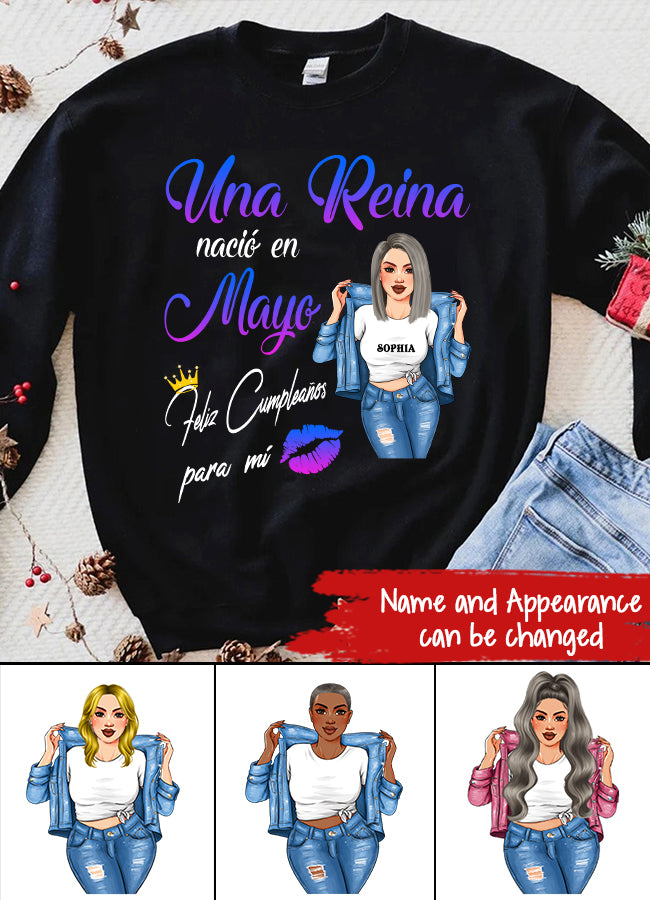 Camisa De Cumpleaños De Mayo, Camisa De Cumpleaños Personalizada, Reinas Nacidas En Mayo, Regalos De Cumpleaños De Mayo, Camisas De Mayo Para Mujeres
