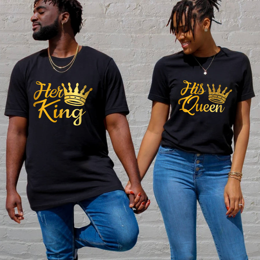King And Queen Shirts, Couples Valentines Day Shirts, Matching T Shirts For Couples, His Queen Her King Shirts, Couple Shirt, Husband And Wife Shirt