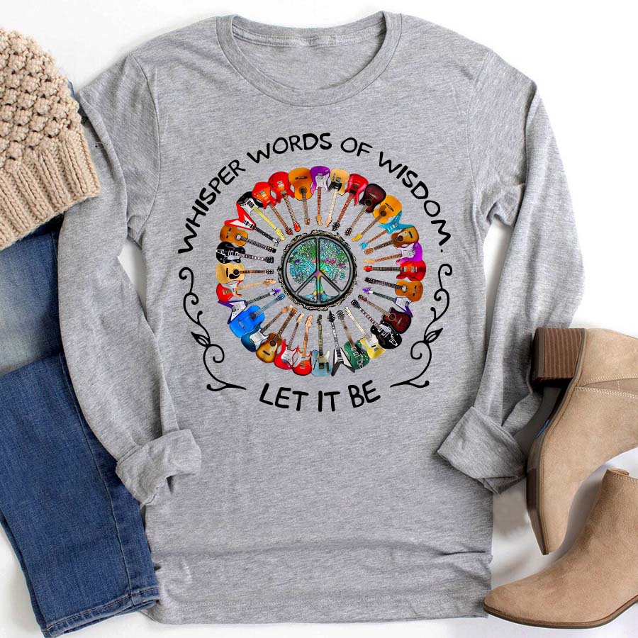 Whisper words of wisdom let it be Hippie tshirt, Hippie soul shirt, hippie gift, Guitar lover unisex cotton tshirt
