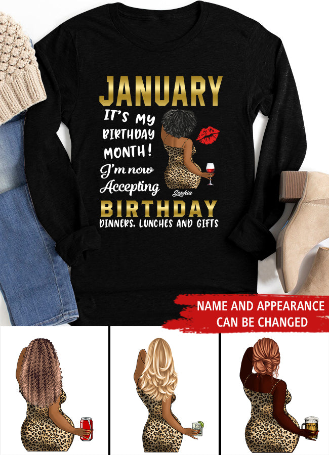 Custom January Birthday Shirt For Woman, Queens Are Born In January Gifts, Melanin Afro Woman Shirt, Black Girl Tee, Afro Queen Gift