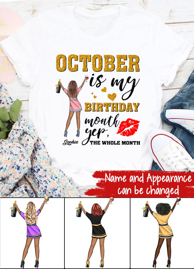 Custom October Birthday Shirt For Woman, Queens are Born In October Gifts, Melanin Afro Woman Shirt, Black Girl Tee, Afro Queen Gift