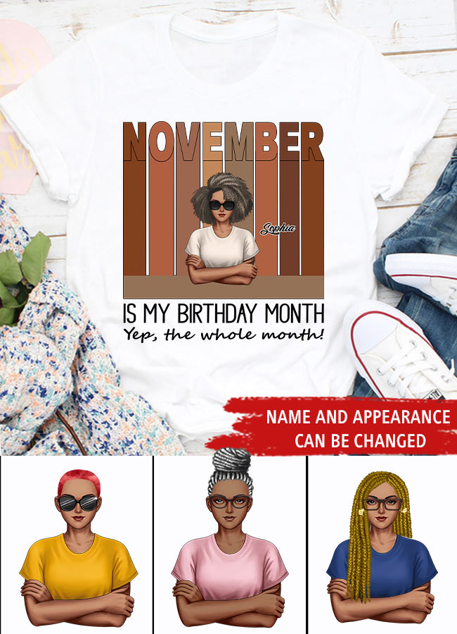 Custom October Birthday Shirt For Woman, Queens are Born In October Gifts, Melanin Afro Woman Shirt, Black Girl Tee, Afro Queen Gift