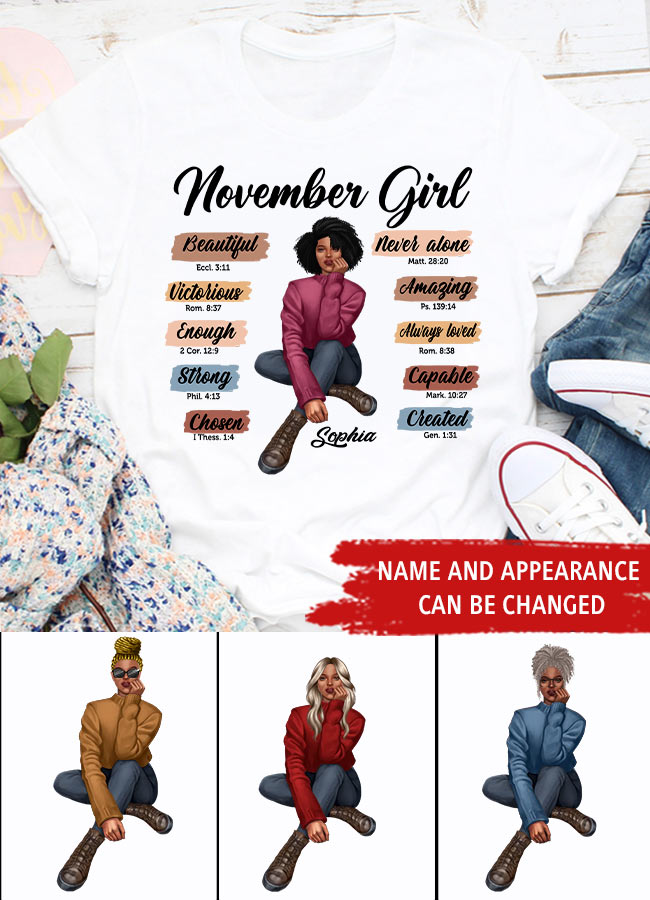 Custom November Birthday Shirt For Woman, Queens Are Born In November Gifts, Melanin Afro Woman Shirt, Black Girl Tee, Afro Queen Gift