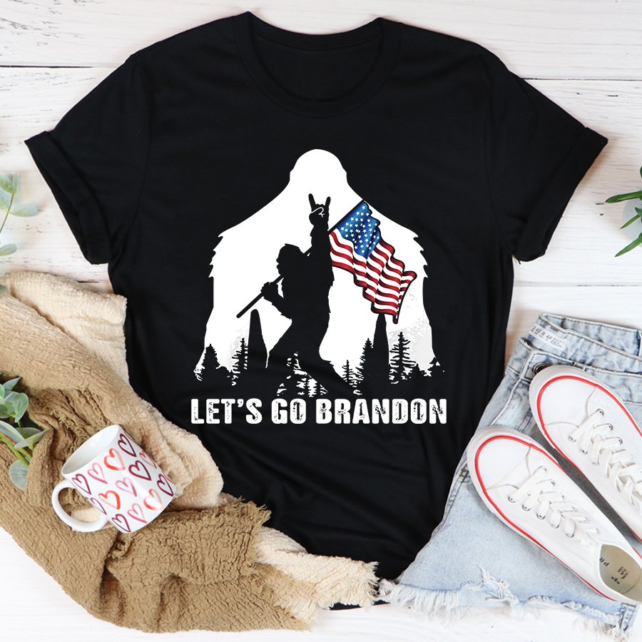 Let&#39;s Go Brandon Shirt, Bigfoot T Shirts Funny, Big Foot Shirt Lovers Unisex Cotton T Shirt