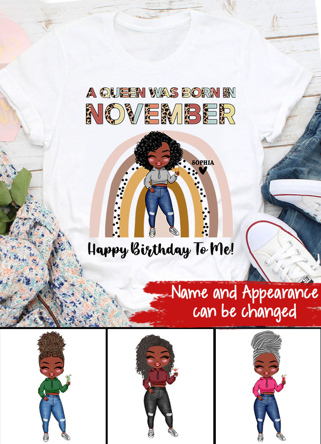 Custom November Birthday Shirt For Woman, Queens Are Born In November Gifts, Melanin Afro Woman Shirt, Black Girl Tee, Afro Queen Gift