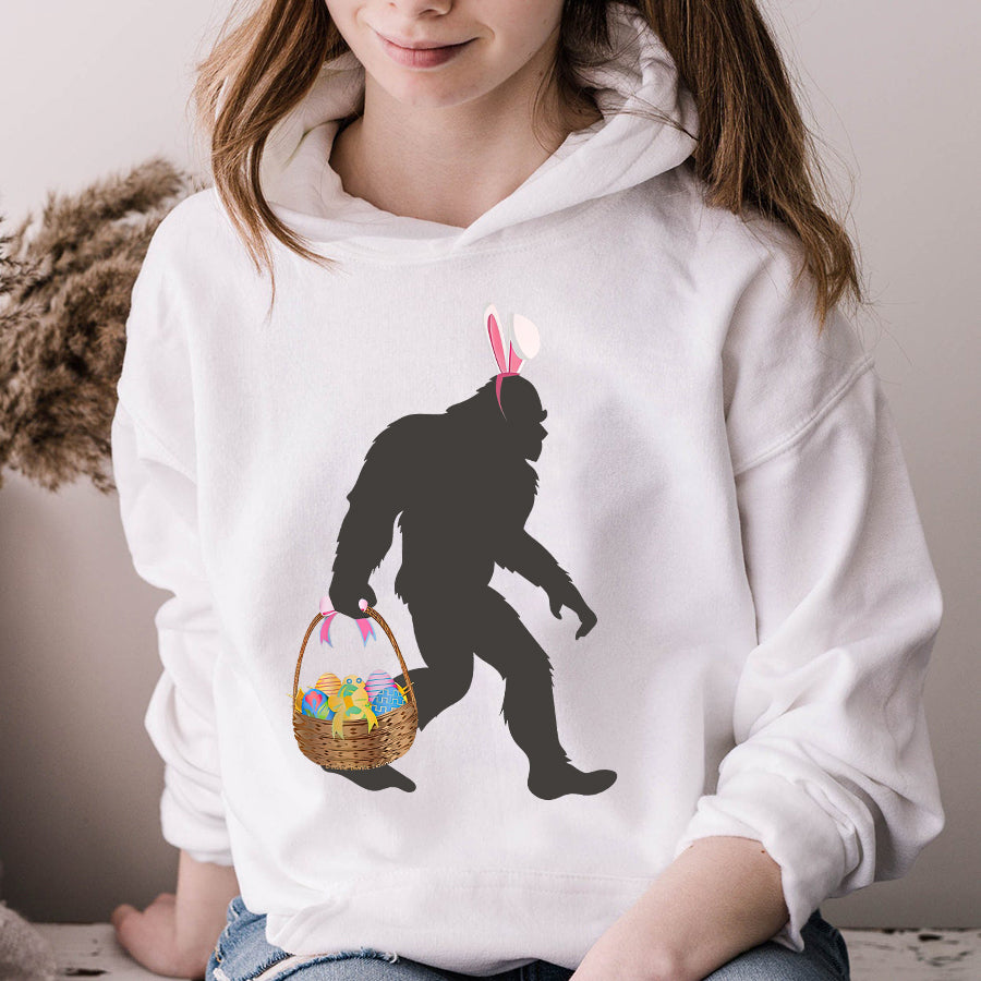Easter Shirt Funny Bigfoot Easter Design with Easter Basket and Bigfoot T-Shirt Funny Easter Gift For Kids
