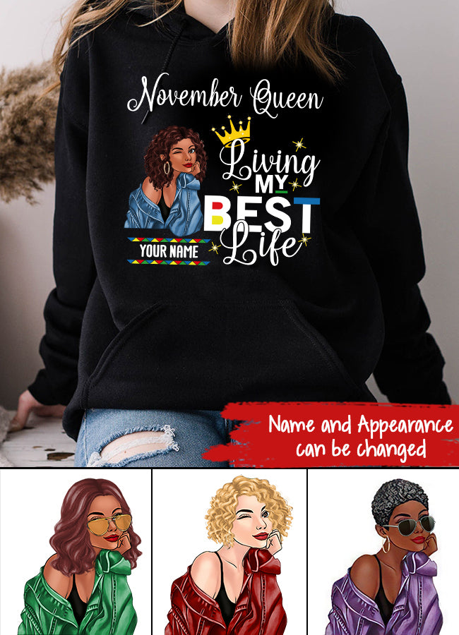 Custom November Birthday Shirt For Woman, Queens Are Born In November Gifts, Melanin Afro Woman Shirt, Black Girl Tee, Afro Queen Gift