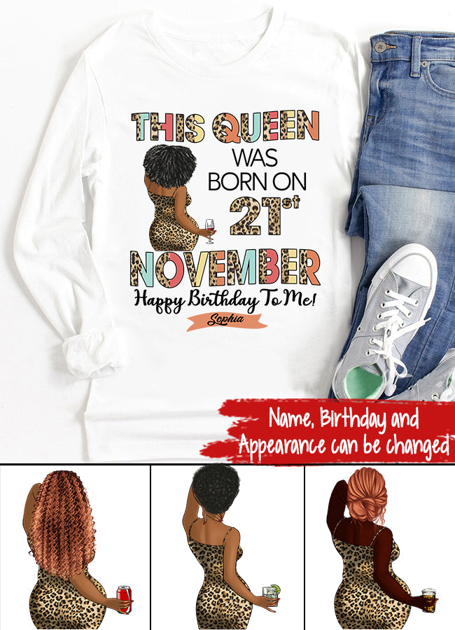 Custom November Birthday Shirt For Woman, Queens are Born In November Gifts, Melanin Afro Woman Shirt, Black Girl Tee, Afro Queen Gift