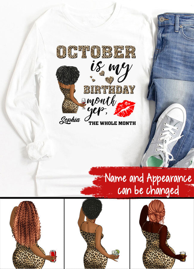 Custom October Birthday Shirt For Woman, Queens are Born In October Gifts, Melanin Afro Woman Shirt, Black Girl Tee, Afro Queen Gift
