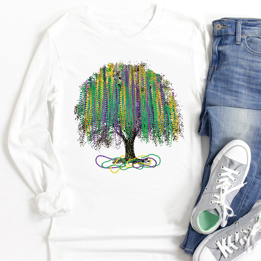 Mardi Gras Tree Shirt, Watercolor Mardi Gras Bead Tree, Mardi Gras Tee, Carnival Shirt, New Orleans Tee, NOLA Shirt, Fat Tuesday Shirt