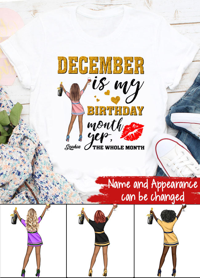 Custom December Birthday Shirt For Woman, Queens Are Born In December Gifts, Melanin Afro Woman Shirt, Black Girl Tee, Afro Queen Gift