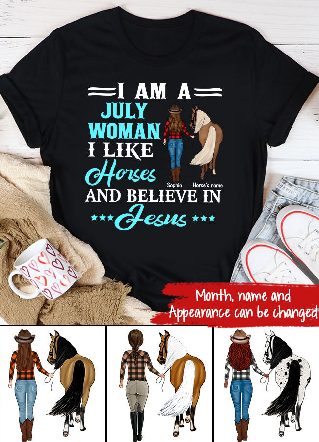 Personalized Birthday T Shirt, July Birthday Shirt, Birthday Gifts For Horse Lovers