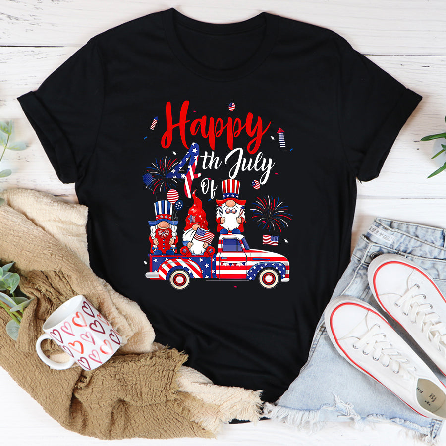 Independence Day Shirt US Flag Firework Three Gnomes 4th Of July Independence Day T-Shirt