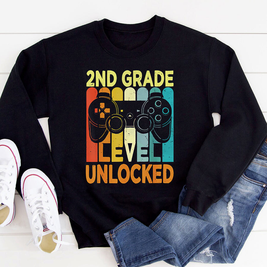 Back to School Shirts Hello 2nd Grade Level Unlocked Video Game Back to School Boy T-Shirt
