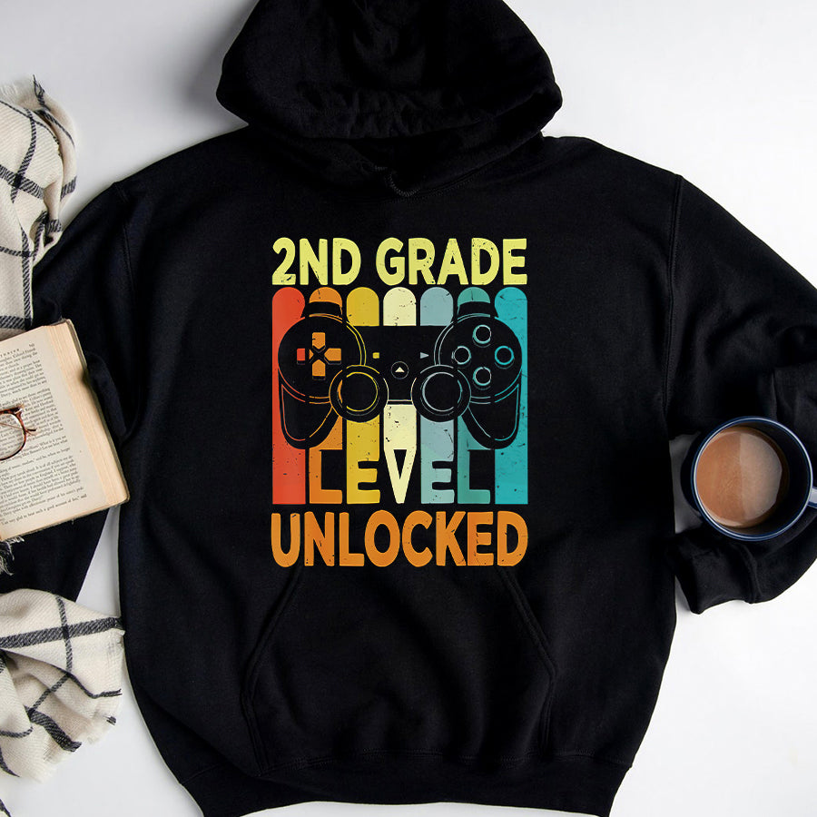 Back to School Shirts Hello 2nd Grade Level Unlocked Video Game Back to School Boy T-Shirt