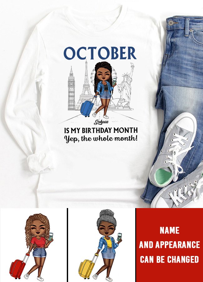 Custom October Birthday Shirt For Woman, Queens are Born In October Gifts, Melanin Afro Woman Shirt, Black Girl Tee, Afro Queen Gift