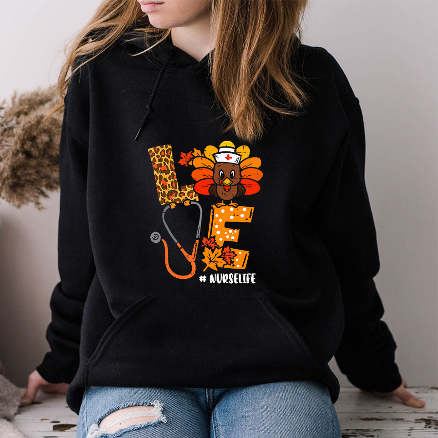 Love Turkey Stethoscope Nurse Life Thanksgiving Fall T Shirt ,Family Thanksgiving Shirt ,Funny Thanksgiving Gift For Women