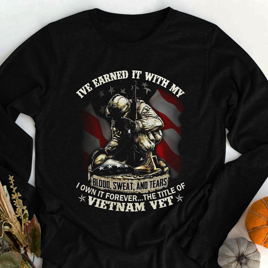 VietNam Veteran T Shirt, I&#39;ve Earned It With My Blood, Sweat, and Tears Shirt, Proud VietNam Veteran Shirt, VietNam Veteran Gift