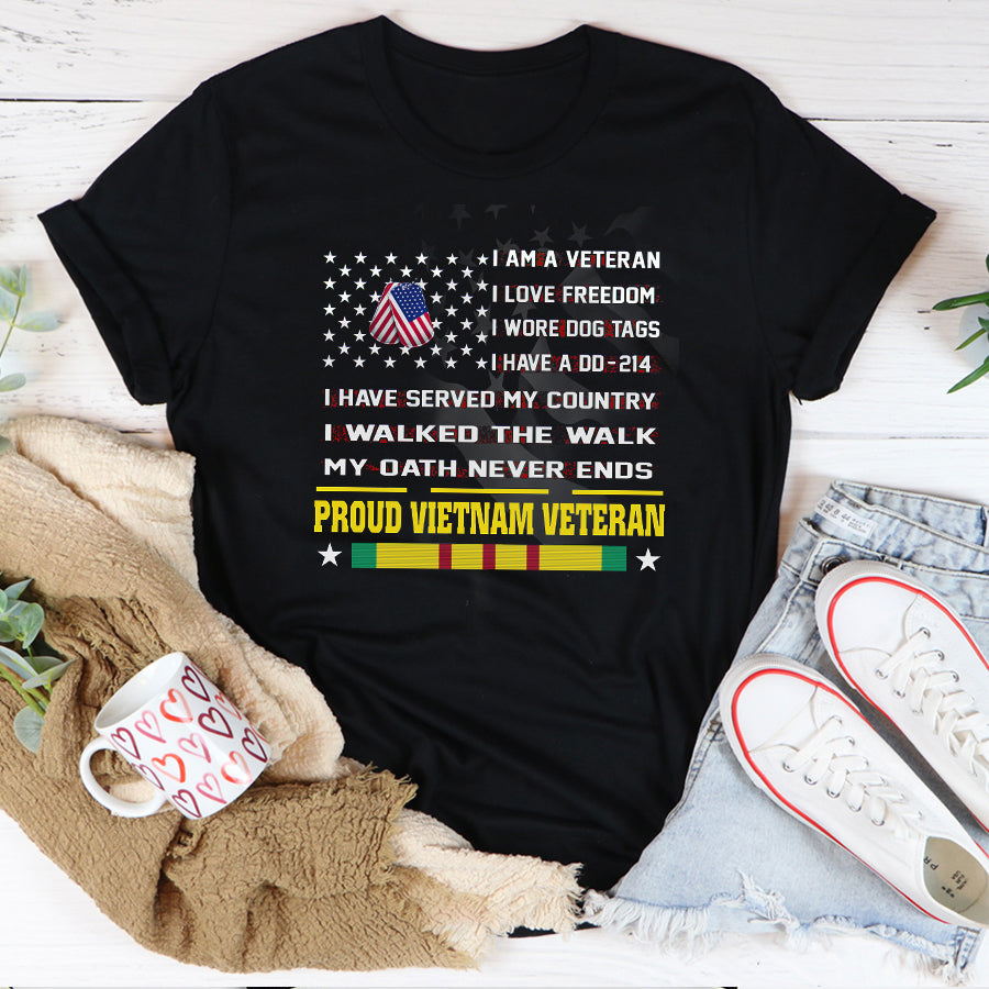 VietNam Veteran T Shirt, I Am Veteran I Love Freedom DD-214 Shirt, Proud VietNam Veteran Shirt, VietNam Veteran Gift