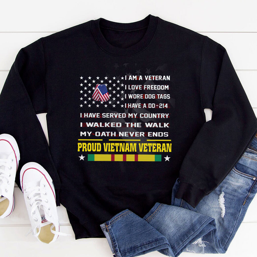 VietNam Veteran T Shirt, I Am Veteran I Love Freedom DD-214 Shirt, Proud VietNam Veteran Shirt, VietNam Veteran Gift