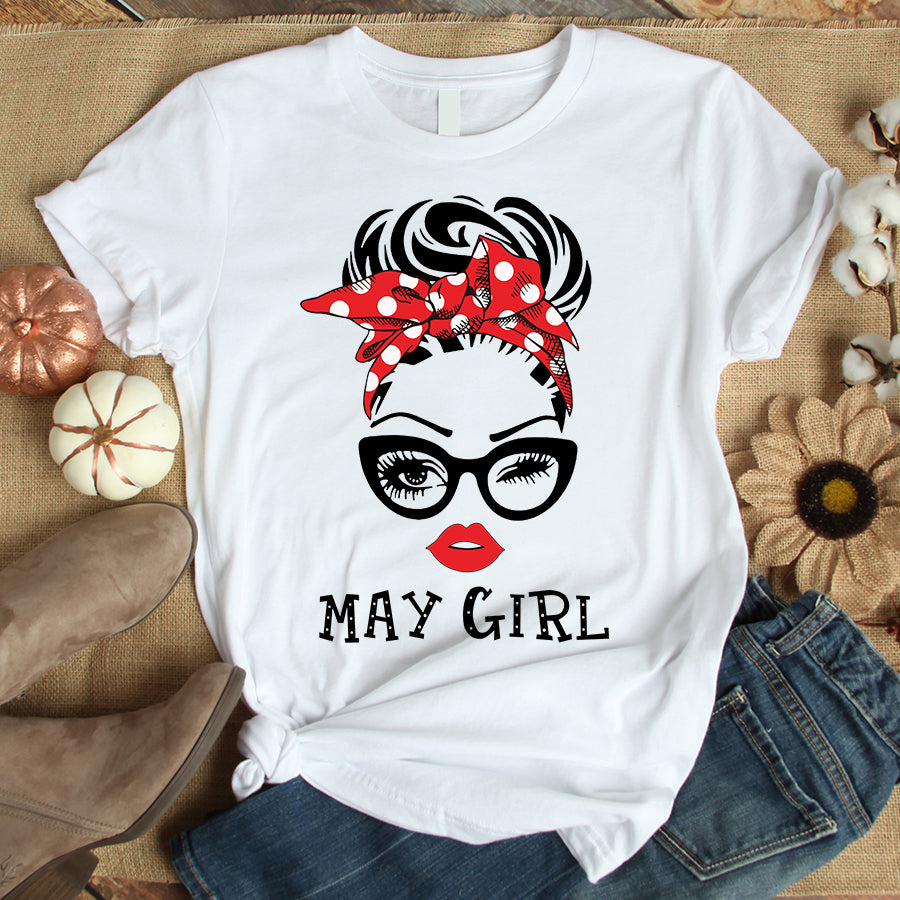 May Girl, May Birthday Shirts for woman, her birthday gifts for May, Queens are born in May cotton T-shirt
