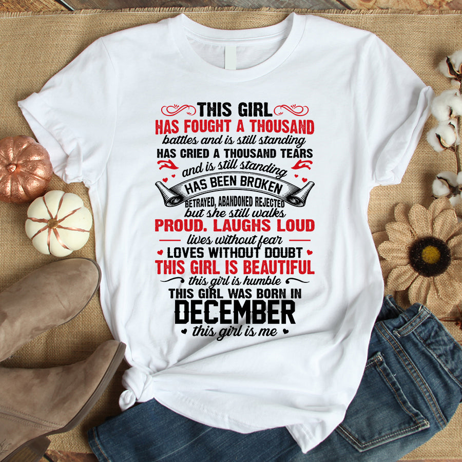 This Girl Was Born In December, her birthday gifts for December, December Birthday cotton Shirts for woman, Queens are born in December