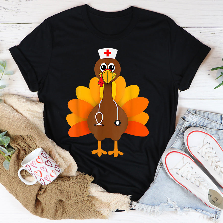 Thanksgiving Scrub Tops Women Turkey Nurse Holiday Nursing T Shirt ,Family Thanksgiving Shirt ,Funny Thanksgiving Gift For Women