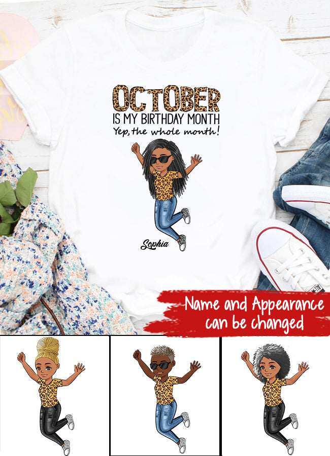 Custom October Birthday Shirt For Woman, Queens are Born In October Gifts, Melanin Afro Woman Shirt, Black Girl Tee, Afro Queen Gift