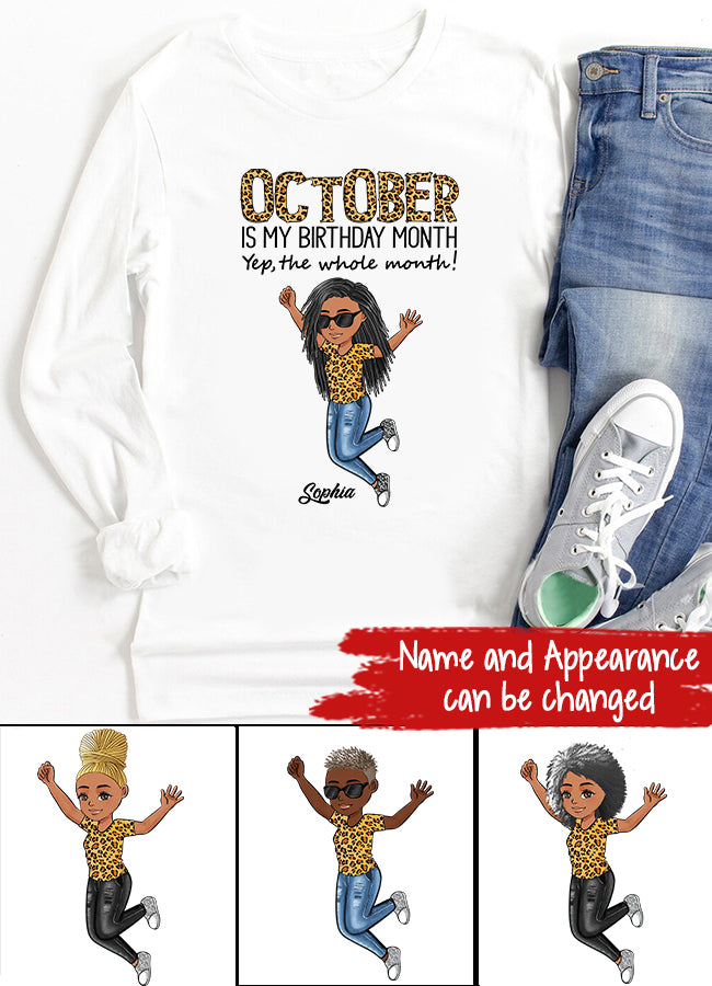 Custom October Birthday Shirt For Woman, Queens are Born In October Gifts, Melanin Afro Woman Shirt, Black Girl Tee, Afro Queen Gift