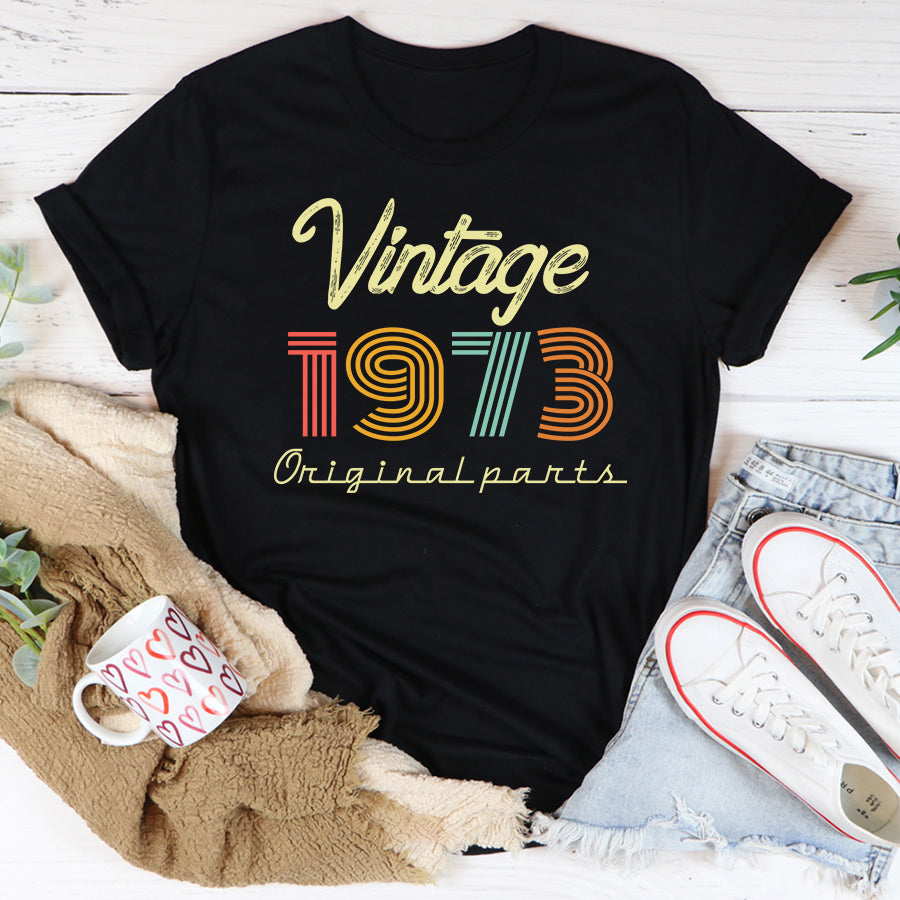 Vintage 1973 - 49 Years Of Being Awesome 49th Birthday Unique T Shirt For Woman, Her Gifts For 49 Years Old, Turning 49 And Fabulous Birthday Cotton Shirt