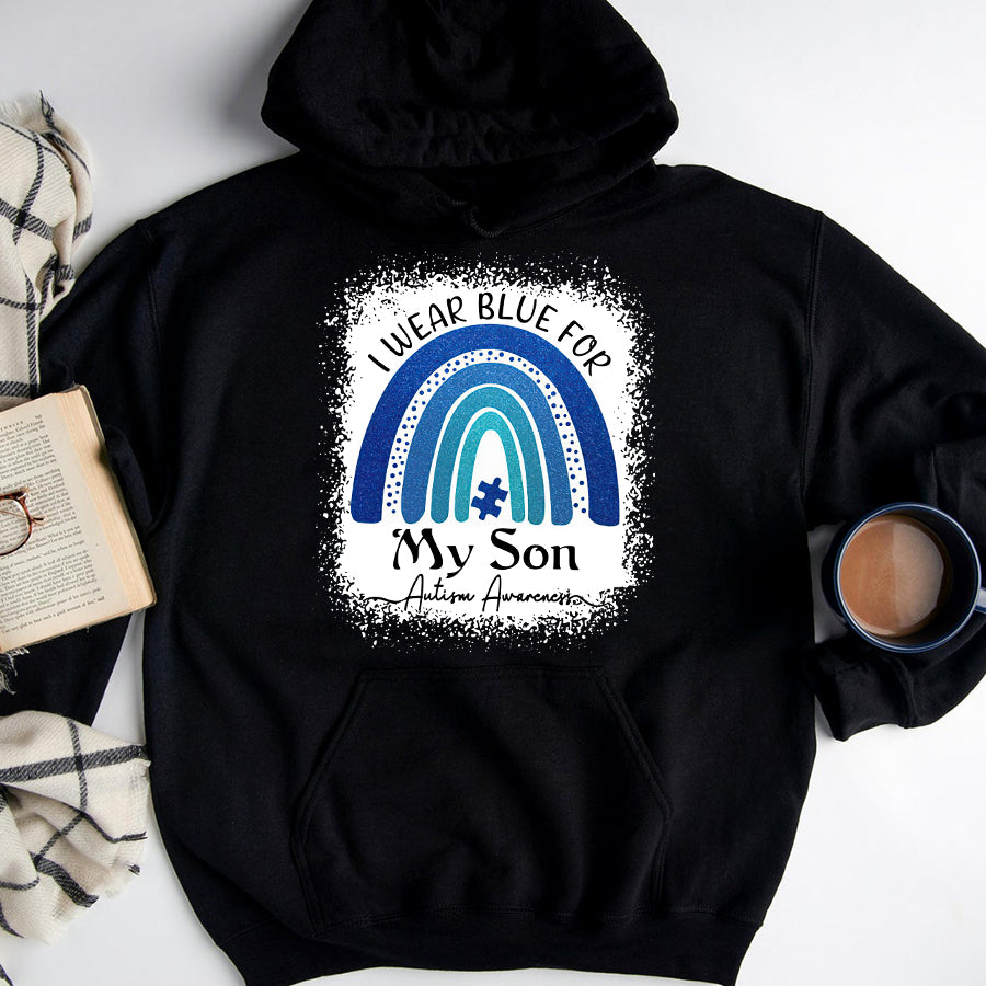 I Wear Blue For My Son Autism Awareness Rainbow T-Shirt Dad Mom Autism Awareness Shirt