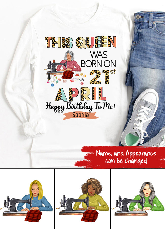 April Birthday Shirt, Custom Birthday Shirt, Queens Born In April, April Birthday Gifts, April Queen shirt, April Birthday Shirts For Woman, Sewing Lover Cotton Shirt For Women