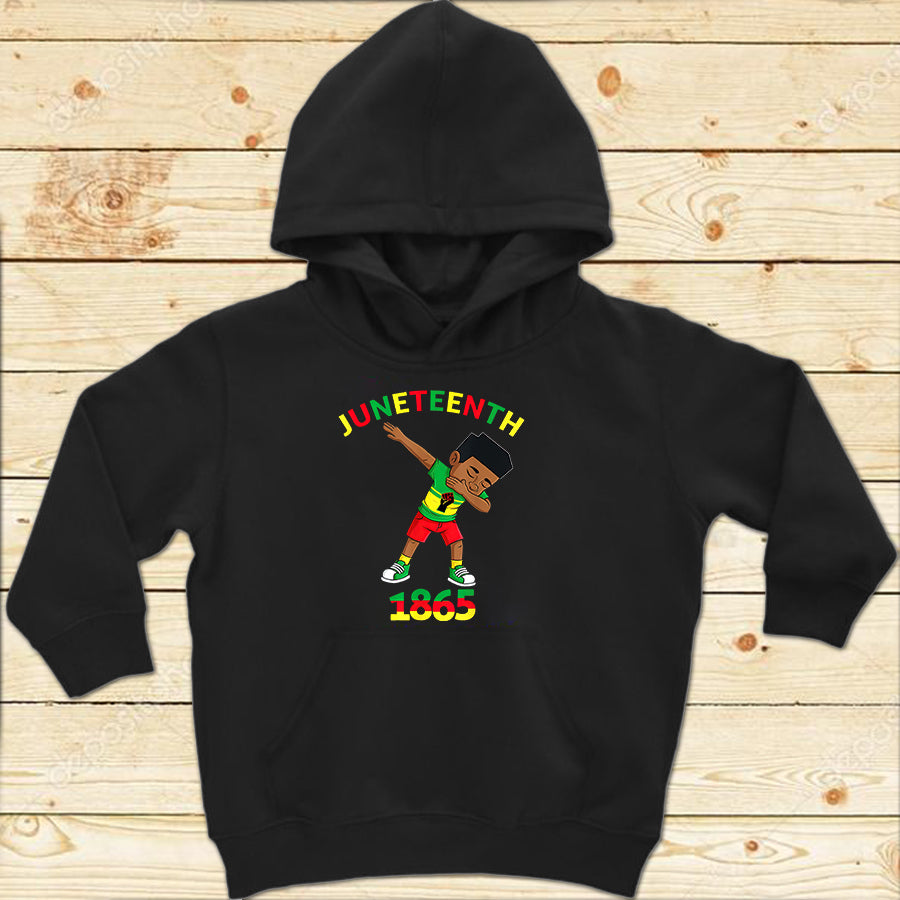 Juneteenth Youth Shirt Dabbing Black King Juneteenth 1865 Brown Skin Boys Kids Teen Youth T-Shirt