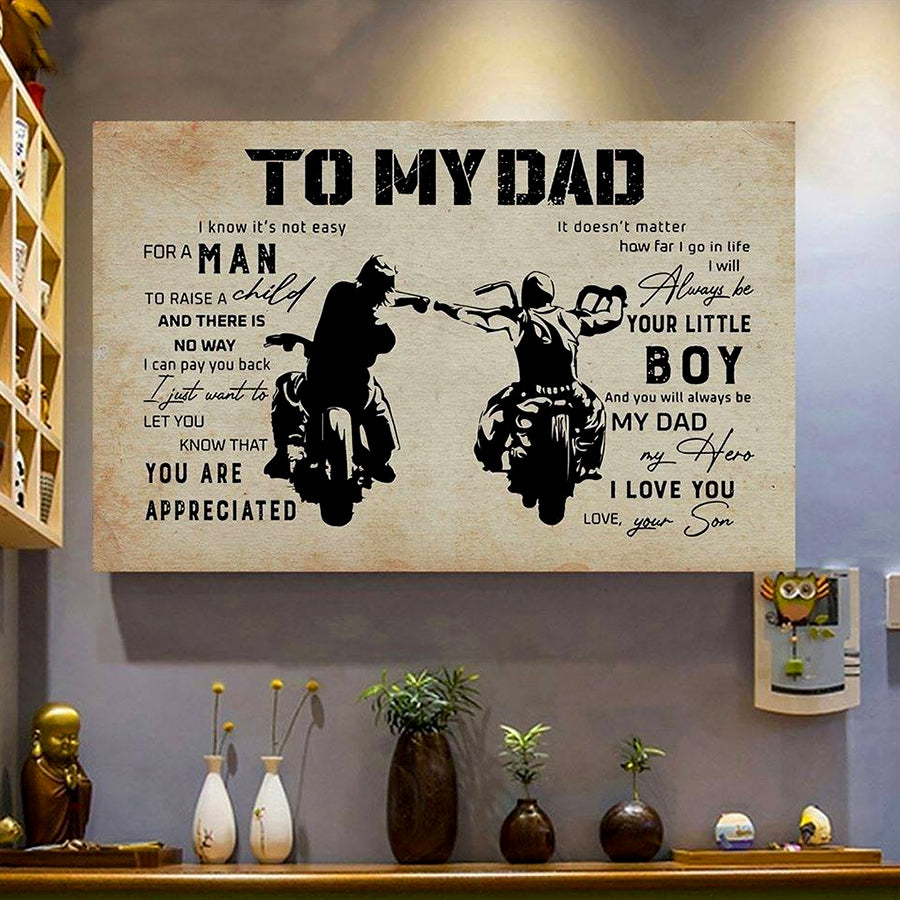 To my dad father's day poster, father's day gift, father son motorcycle poster, Father Day Gift, Wall Art Decor, Home decor