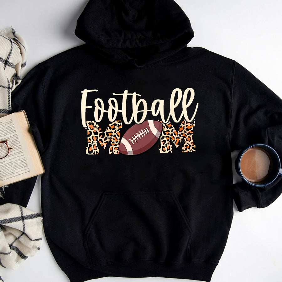 Football Mom Shirt Football Mom Leopard Print T-Shirt Mothers Day Shirts for Women
